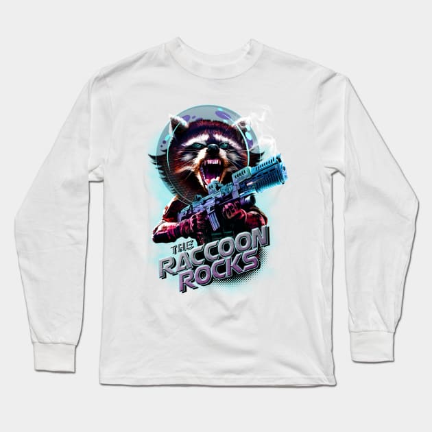 THE RACOON ROCKS Long Sleeve T-Shirt by ADAMLAWLESS